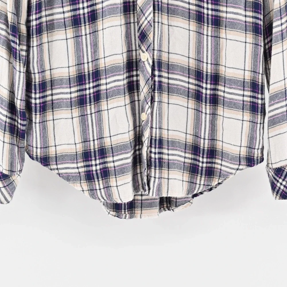 RAILS‎ Hunter Top Womens Size S Button Blouse Stone Navy Fucshia Plaid Western - Picture 10 of 12